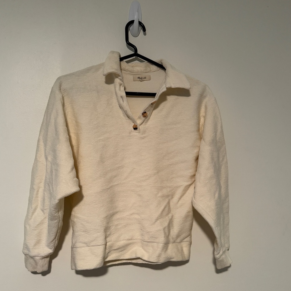 Cream Knit Madewell Long Sleeve Polo